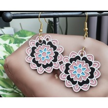 Kanem3D Vitray Çiçek Küpeler