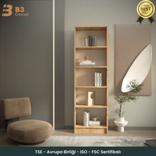 Kitaplık – Demonte, Ultra Dayanıklı 5 Raflı Ev/ofis Doğal Modern Tasarım, Safir Meşe