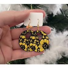 Kanem3D Halka Çiçekli Küpeler