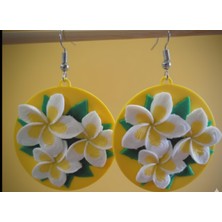Kanem3D Frangipani Çiçeği Küpe