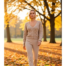 Benerly Kadın Ajurlu V Yaka Triko Hırka Fonksiyonel Dayanıklı Kaliteli Konforlu Estetik Premium Şık