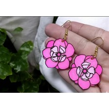 Kanem3D Vitray Çiçek Küpeler