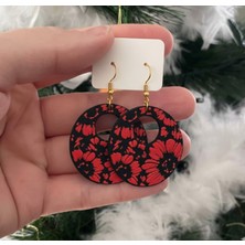 Kanem3D Halka Çiçekli Küpeler