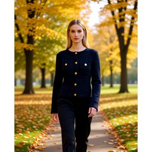 Benerly Kadın Dokulu Triko Hırka Düğmeli Tasarım Rahat Kesim Günlük Şıklık Sunan Üst Giyim Parçası