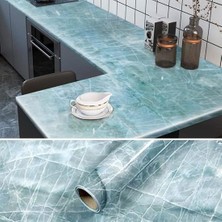 Buffer® Mermer Desenli Masa Tezgah Mutfak Su Geçirmez Yapışkanlı Folyo Sticker Mavi 5x0,6m