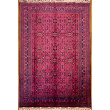 El Dokuma Afgan Halı Yıldız Desenli Bordo Renk 6 Metre Kare