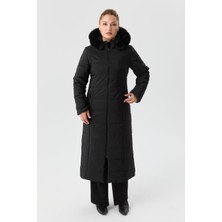 Günay Karaca Ahval Kalın Kışlık Şişme Kapitone Siyah Kadın Kaban 6040