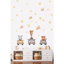 Artikel Safari Gezintisi Sevimli Hayvanlar Kuşlar ve Yıldızlar Çocuk Odası Duvar Sticker 50 x 70 cm