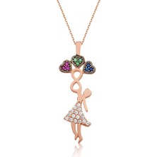 Gumush Hk Gümüş Kadın Kolye Üç Kalp Tutan Kız |gümüş Takı Hediyelik Ürünler