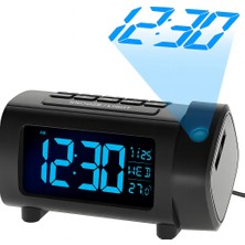 Mdstech Mavi Işıklı Projeksiyonlu Dijital Çalar Saat | Va Ekran, Fm Radyo, USB Şarj ve Sıcaklık