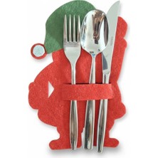 Empressco Renkli Noel Baba Tasarımlı 6 Adet Keçe Kaşık Seti, Şık ve Eğlenceli Mutfak Aksesuarı