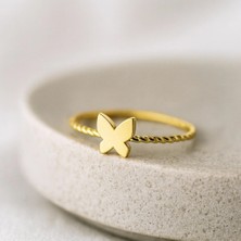 Oro Bravo 14 Ayar Altın Minik Kelebek Sarmal Yüzük