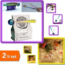 Hereveoyuncak Paslanmaz Çelik Mandallı Kahve Ölçü Kaşığı + Pilli Peri LED Işık 5 Metre Sarı - 2li Set N6A3T3