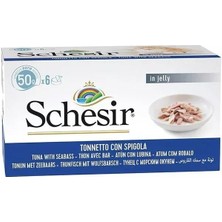 Schesir Ton Balıklı ve Levrekli Jelly Kedi Yaş Maması 50GR 6lı Kedi Konserve Islak Mama
