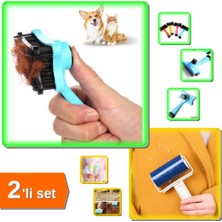 Hereveoyuncak Tüy Toplayıcı Otomatik Tuşlu Pet Tarak + Yeni Nesil Yıkanabilir Tüy Toplama Rulosu - 2li Set L0C8C7