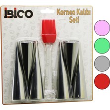 Go İthalat 7pcs 6-Korneo Kalıp - 1-Silikon Fırça Pasta Dekorasyon Seti Çap:3.4cm x UZUNLUK:12CM (5314)