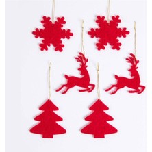 Empressco Kırmızı Keçe Yılbaşı Ağacı Süsleri 6'lı Set, Neşeli ve Şık Dekorasyon Malzemesi