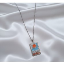Çelik Güneş ve Aşk Tarot Kolye The Lovers Gümüş Zincir Kolye