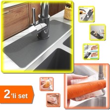 Hereveoyuncak Su Emici Sihirli Lavabo Kenar Matı + Sebze ve Meyve Temizleme Fırçası - 2li Set U1C3N0