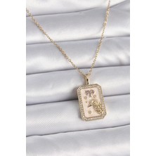 Eco Port 316L Çelik Gold Renk Zincir Koç Burcu Zirkon Taşlı Kadın Kolye