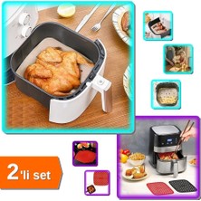 Hereveoyuncak 200 Adet Pişirme Delikli Kare Model Kağıd + Isıya Dayanıklı Kare Silikon Pişirme Matı - 2li Set L0A8