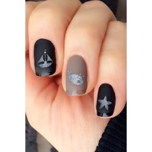 Artikel Gümüş Deniz Temalı Metalik Tırnak Sticker, Nail Sticker, Nail Art