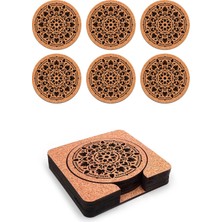 Artikel Ahşap Dekoratif  Bardak Altlığı 6'lı Takım Baskılı -6
