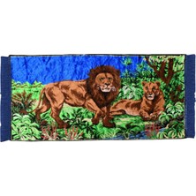Kilim Antik Doğa Tasvirli Ormanlar Kralı Aslanlı Duvar Halısı 0565 - Yeni - Çok Renkli