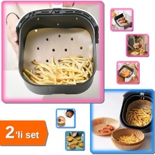 Hereveoyuncak 200 Adet Air Fryer Pişirme Kağıdı + 50 Adet Air Fryer Pişirme Kağıdı Tabak Model - 2li Set T8L8J9