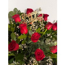 Artikel Gold Happy Birthday Yazılı Ayna Pleksi Pasta Üstü & Doğum Günü Partisi & Pleksi Pasta Süsü