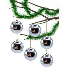 Empressco 6'lı Disko Parlak Gümüş Toplar, 5 Cm, Yılbaşı Süsü, Eğlence ve Şıklık Artırıcı