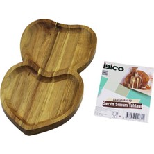 Akasya Kalpli  2 Bölmeli  Ahşap Servis Sunum Tepsi - Tahtası  25 x 14 x 1.4cm (4940)