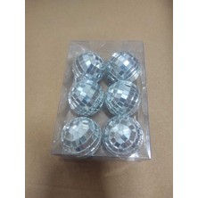 Empressco Gri Diskotek Topu Pasta Süsü, 4 Cm, 6 Adet Paket