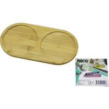 2 Bölmeli Oval Ahşap Bambu Yağdanlık Altlık Mini Tepsi 12 x 23.4 x 0.8cm (4940)