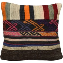 Kilim Antik El Dokuma Patchwork Kırkyama Dekoratif Kilim Kırlent Yastık Kılıfı 0925 - Yeni - Çok Renkli