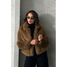 Caddebostan Moda Kahve Kadın Suni Kürk Mont Modern Premium Luxury Trend Tasarım Ceket