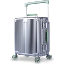 Zeplin Boxy Pc Policarbon Kabin Boy Valiz Silver-Yeşil