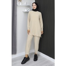 Sandy Kumaş Tunik Pantolon Ikili Takım 20061-03 Bej