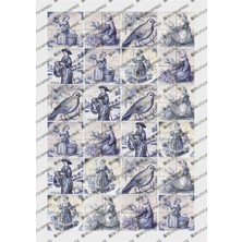 One Little Happiness Mavi Vintage Fayans Sticker Planner Ajanda Bullet Journal Için Uygun Set