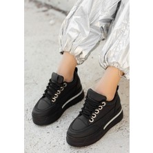 Shoegar Lulu Siyah Cilt Bağcıklı Spor Ayakkabı