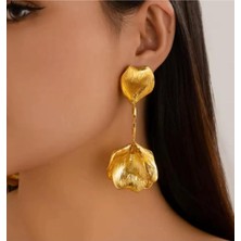 H&S Aksesuar Tırtık Desen Plaka Yaprak Model Sallantılı Küpe