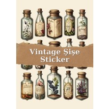 One Little Happiness Vintage Şişe Temalı Sticker Seti Bullet Journal Scrapbook Paketleme