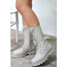 Shoegar Toir Bej Cilt Bağcıklı Postal