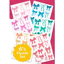 One Little Happiness 6'lı Fiyonk Temalı Sticker Planner Ajanda Bullet Journal Için Uygun Set