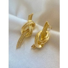 H&S Aksesuar Gold Düğüm Tasarım Küpe