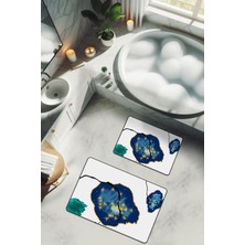 Dolce Mariee Yıkanabilir Kaymaz Tabanlı Modern Desenli 2'li Banyo Paspas Takımı BPS0026