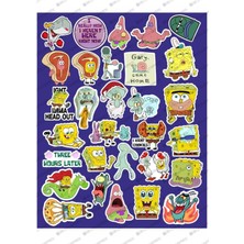 One Little Happiness Sünger Bob Kare Şort Sticker Seri 2 Sticker Telefon Laptop Notebook Tablet Defter Stiker Etiket
