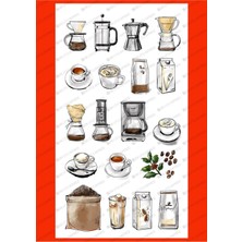 One Little Happiness Coffee Temalı Sticker Seti Planner Ajanda Bullet Journal Için Uygun Set