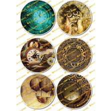 One Little Happiness Vintage Temalı Sticker Seti - 6 Adet Etiket Seti- Telefon, Tablet, Defter Laptop Uyumlu Etiket