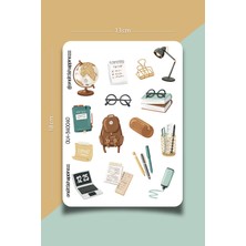 One Little Happiness Study Temalı Sticker Seti | Bullet Journal Sticker | Defter | Çıkartma | Scrapbook